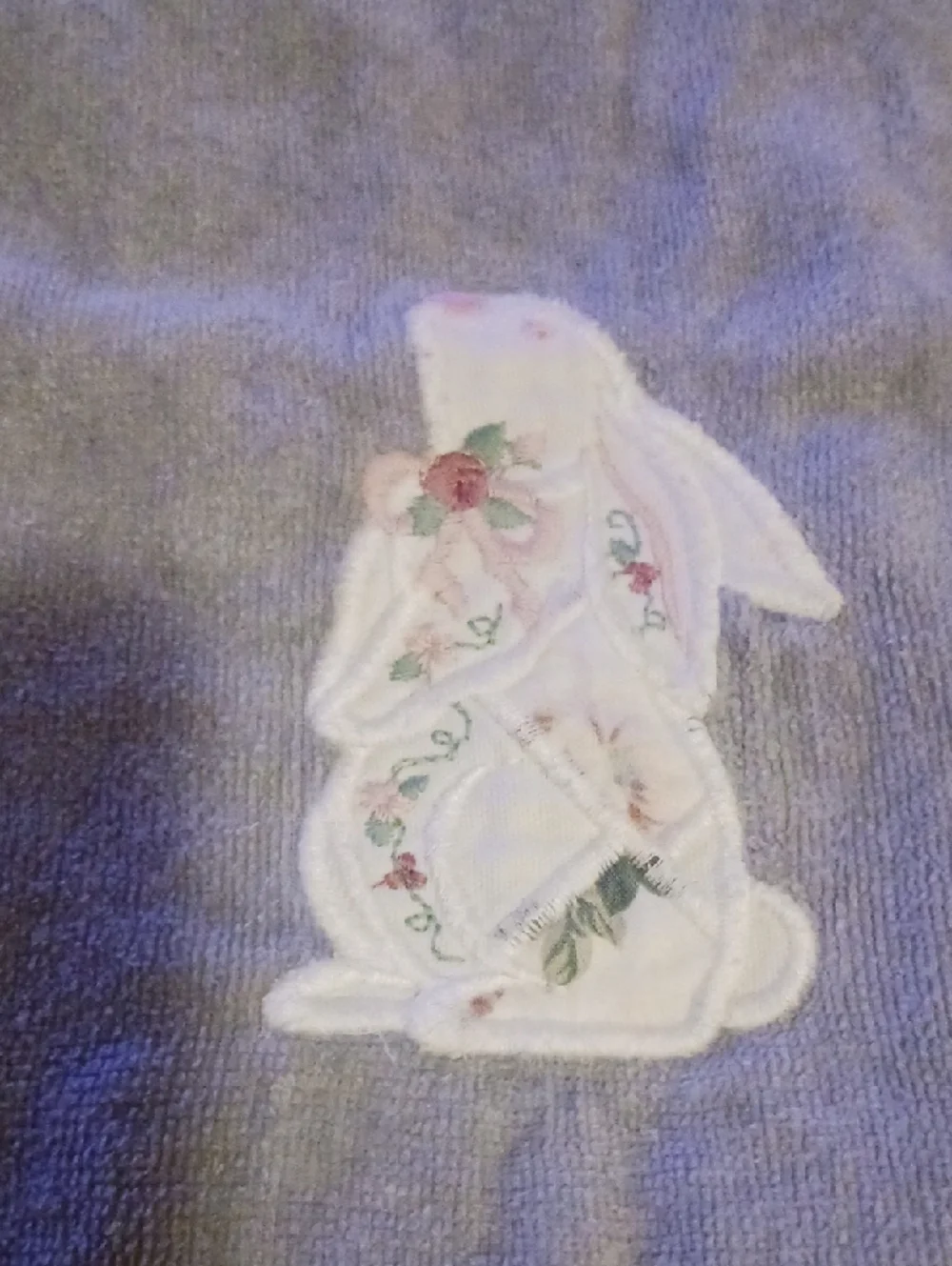 Embroidered Bunny Gray Hand Towel